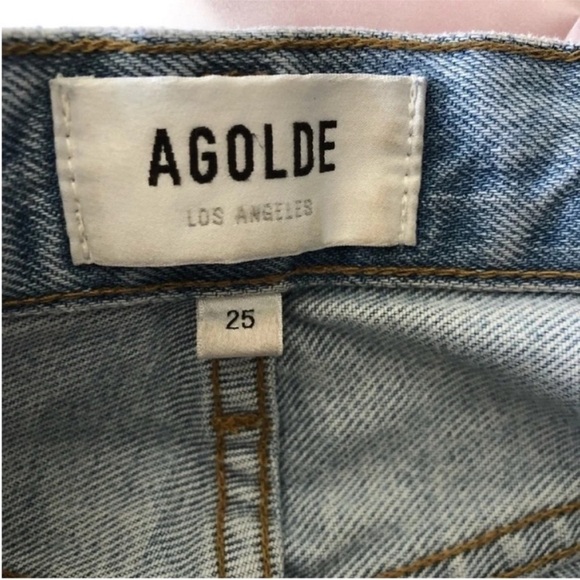 Agolde Riley High Rise Straight Leg Crop Distressed Jeans - Picture 5 of 8